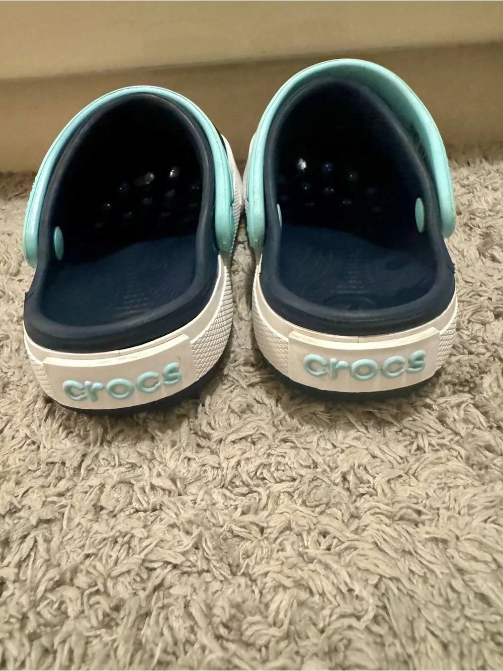 Like New - CROCS Kids Navy with Ice Blue Strap - Sz C8 | C9 Crocband Clog